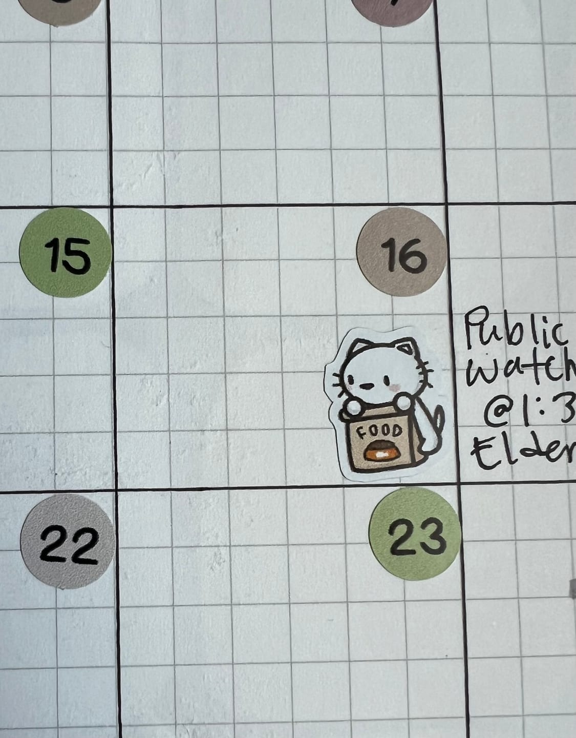 Customer photo review of Pick Up Cat Food Planner Stickers