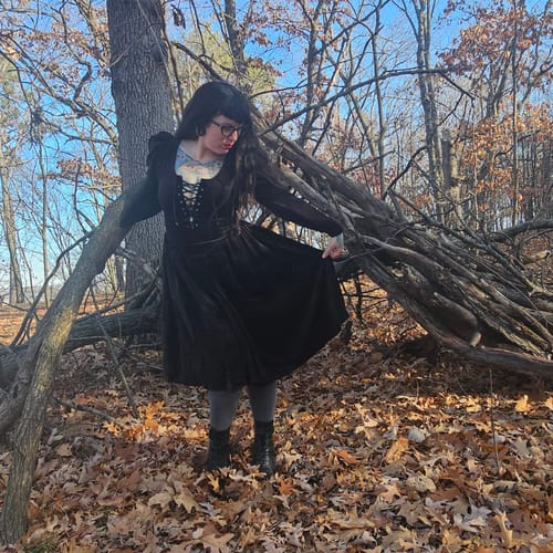 Customer photo review of Sleepy Hollow™ Gothic Tales Velour Swing Dress in Black