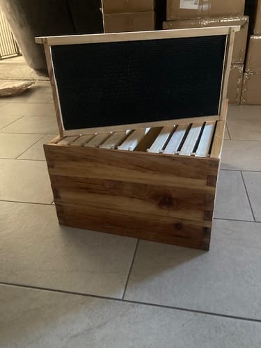 Customer photo review of BeeCastle Logo Free Wax Coated 10 Frame Unassembled Brood Deep Boxes,Premium Cedar Wood Bee Boxes with Pine Wooden Frame and Beeswax Plastic Foundation for Elevated Beekeeping.