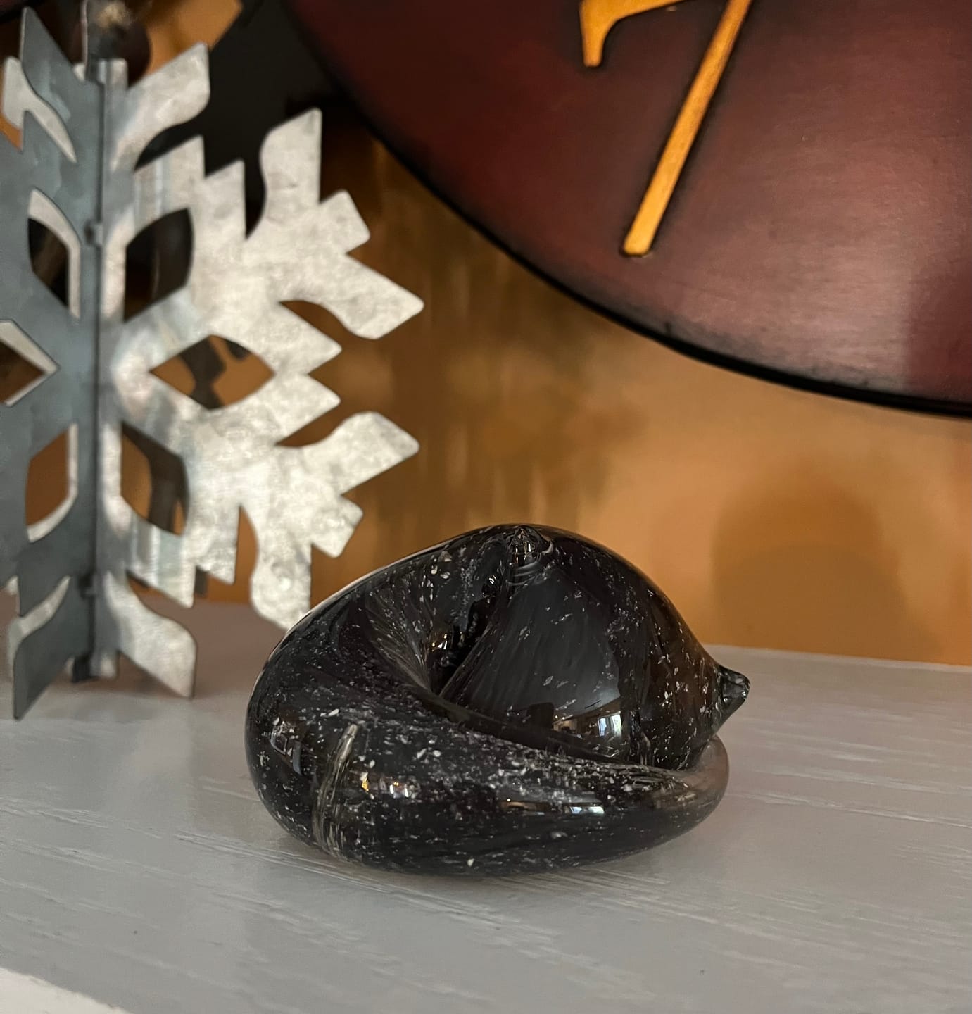 Customer photo review of Half-tone Sleeping Glass Cat with Infused Cremation Ashes