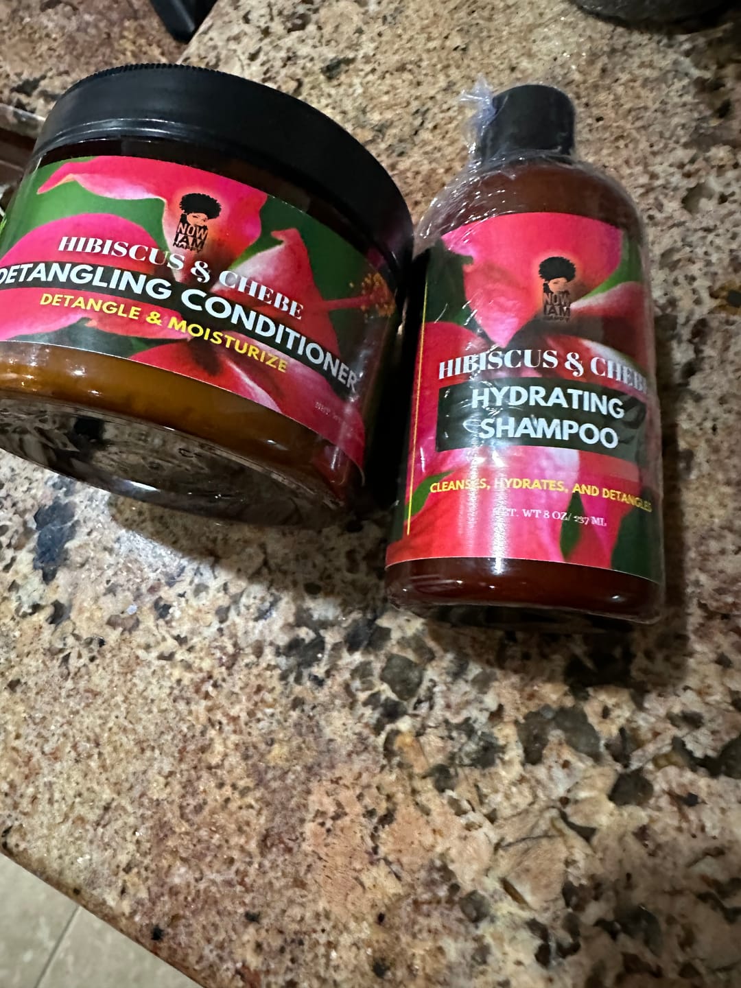Customer photo review of Hibiscus and Chebe Hydrating Shampoo and Conditioner Kit