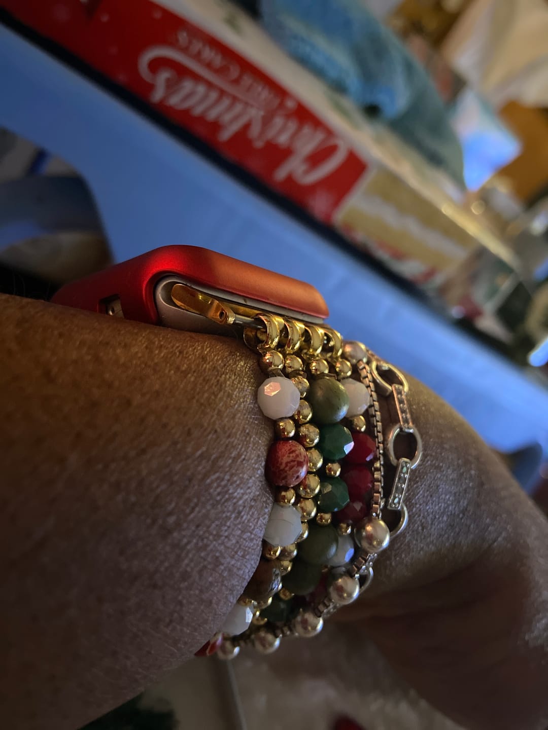 Customer photo review of Merry Filigree Stretch Apple Watch Strap