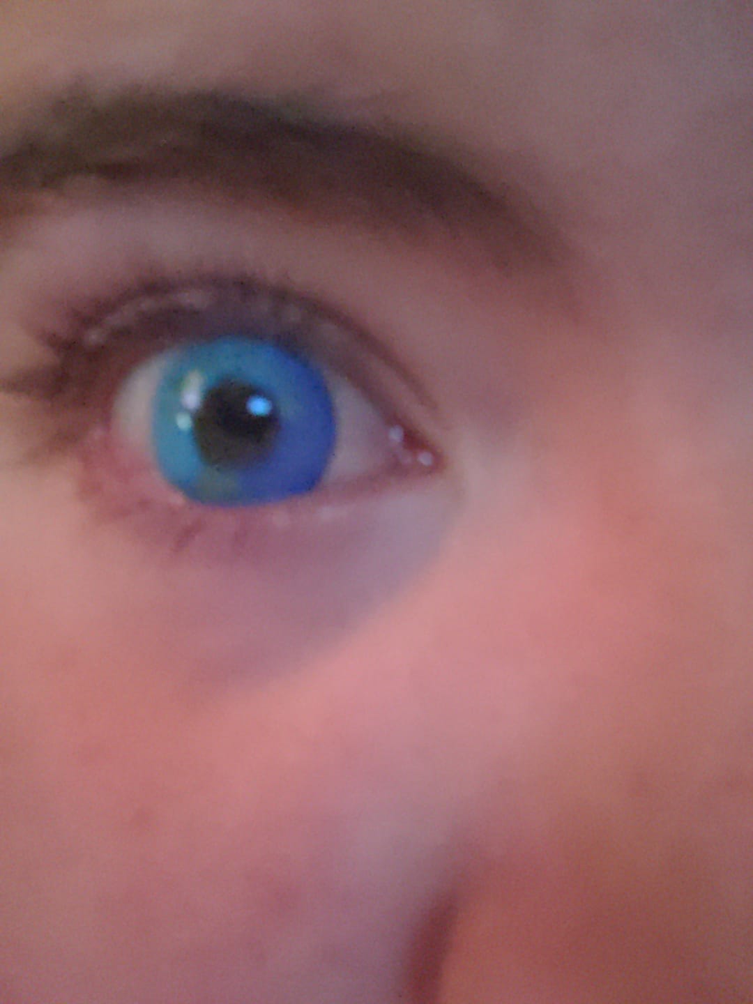 Customer photo review of Cosplay Anime Blue Prescription Colored Contact Lenses