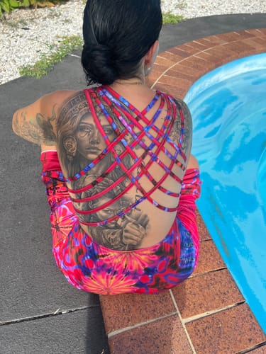 Customer photo review of Mandala Tie Dye Strappy Back Dress