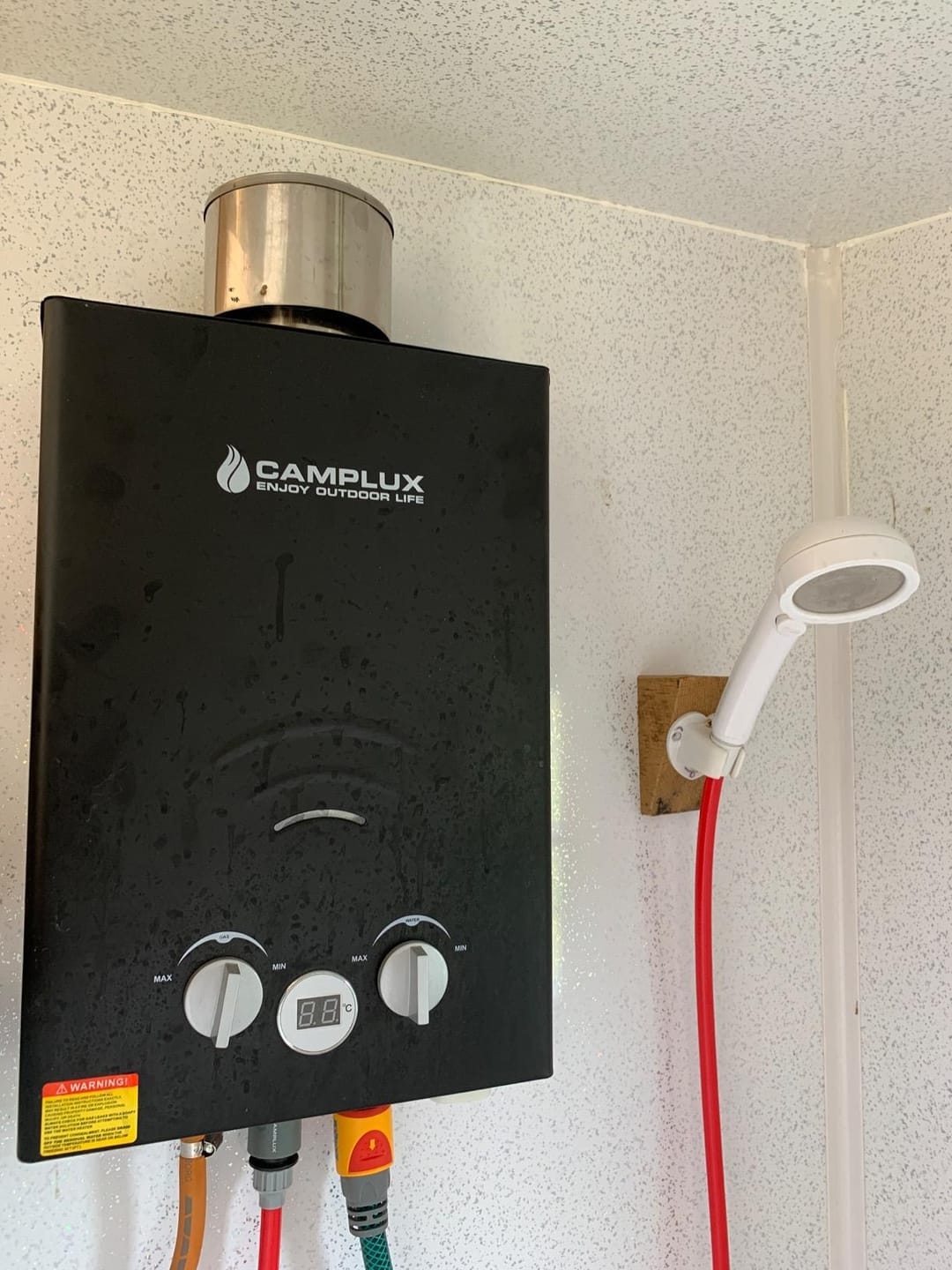 Customer photo review of Camplux BW158BC 6L Portable Gas Propane Water Heater, Tankless Instand Gas Water Heater With Rain Cap