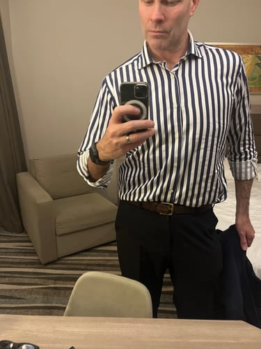 Customer photo review of Camicia in cotone a riga larga