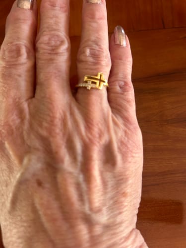 Customer photo review of Double Hollow Cross And Infinity Ring
