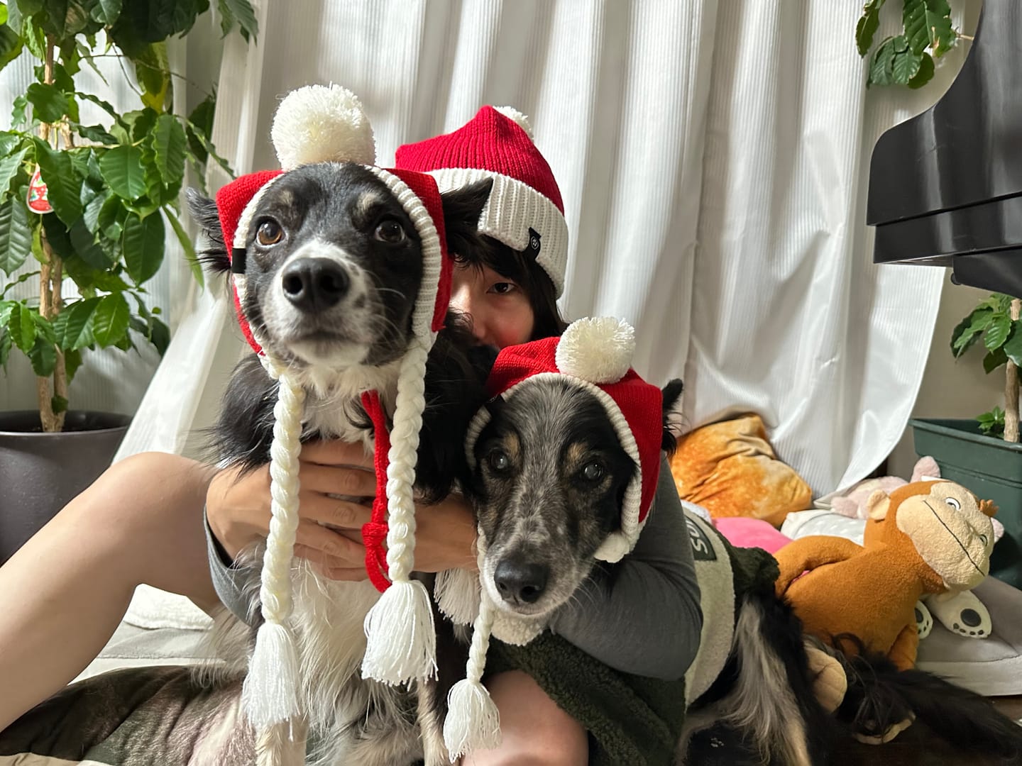 Customer photo review of Knit Matching Human Pom Hats