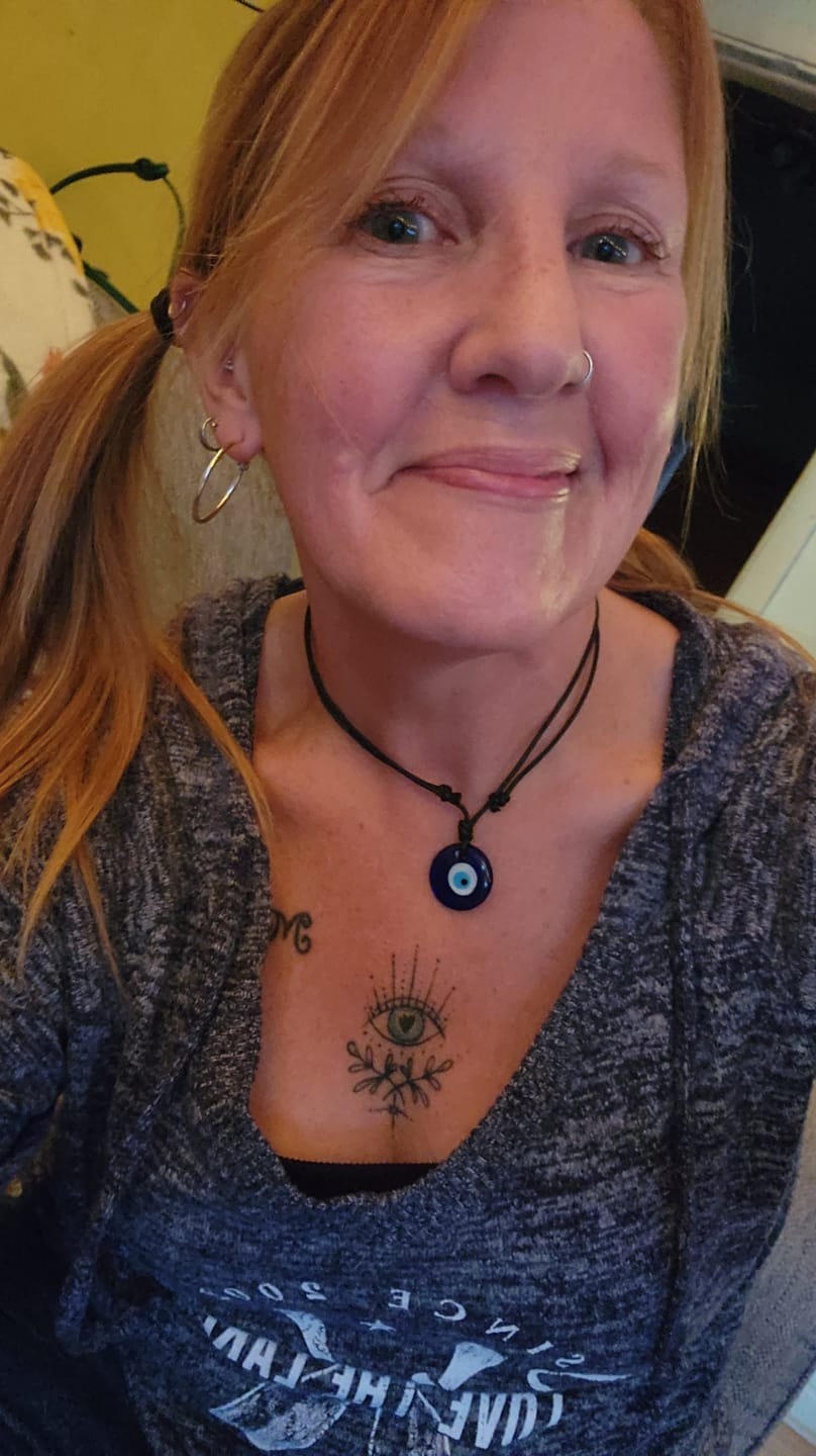 Customer photo review of Glass Evil Eye Good Luck and Protection Necklace