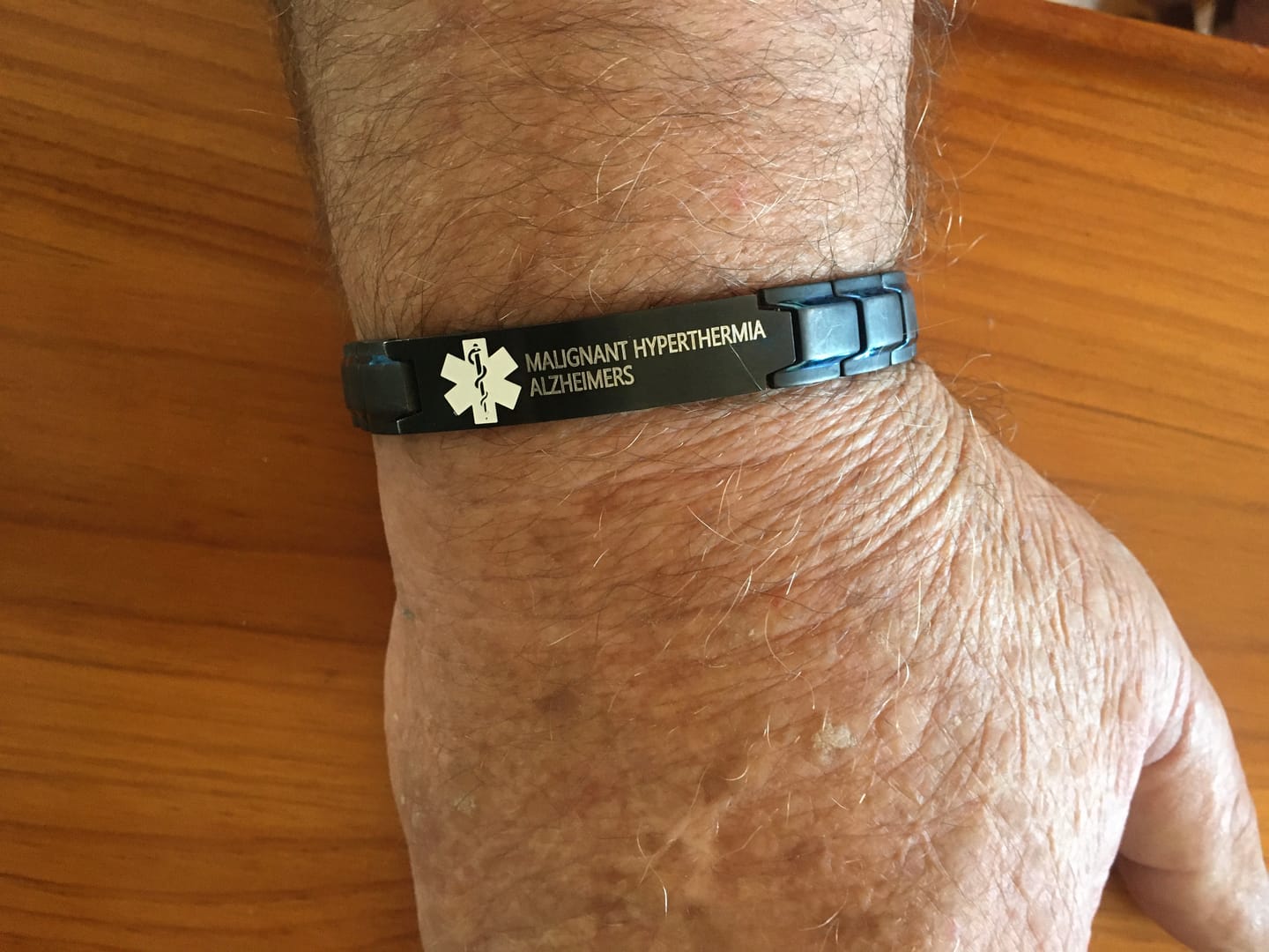 Customer photo review of Blue Custom Medical Alert ID Emergency Bracelet
