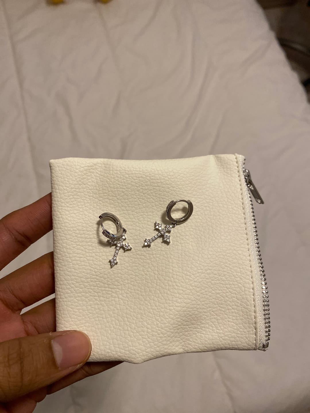 Customer photo review of FAITH EARRINGS. - WHITE GOLD