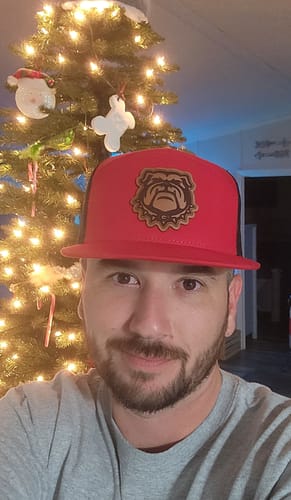 Customer photo review of Flat Bill Seven-Panel Leather Patch Hat - Richardson 168