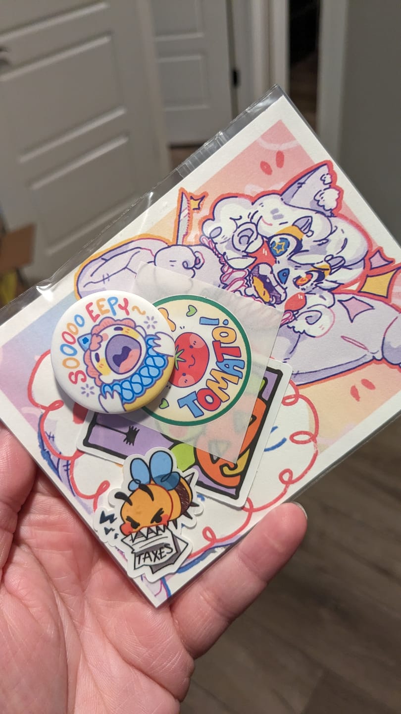 Customer photo review of Sleepy Clown Button