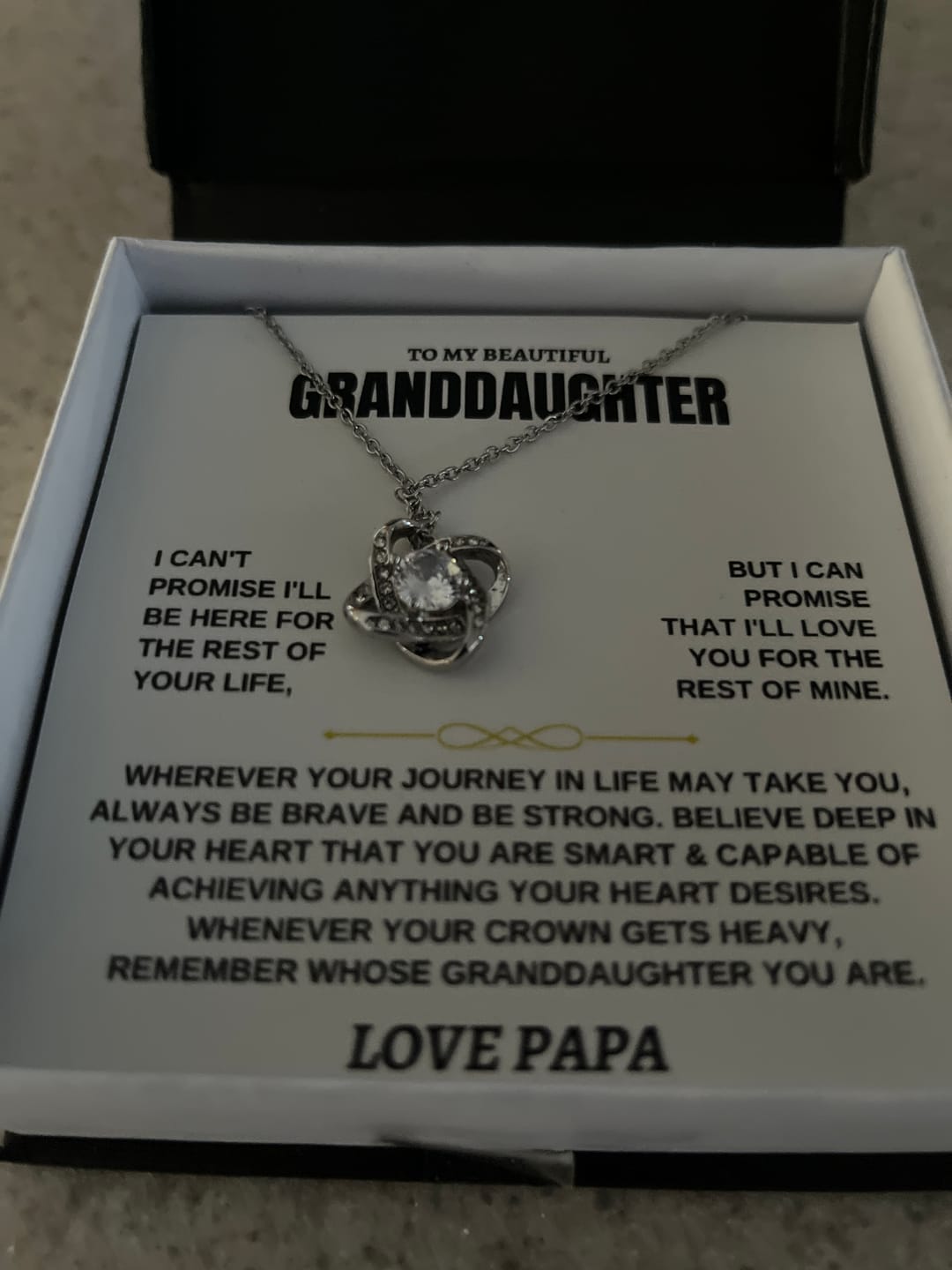 Customer photo review of To My Beautiful Granddaughter - Love Knot Gift Set - SS117LK