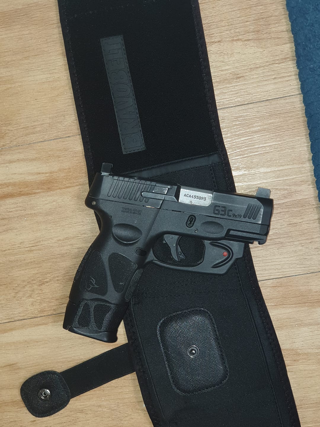 Customer photo review of BravoBelt Laser Fit Edition - Belly Band Holster for Concealed Carry | Compatible with Red Dot, Lasers & Tactical TLR Light Systems -Unisex (Black)