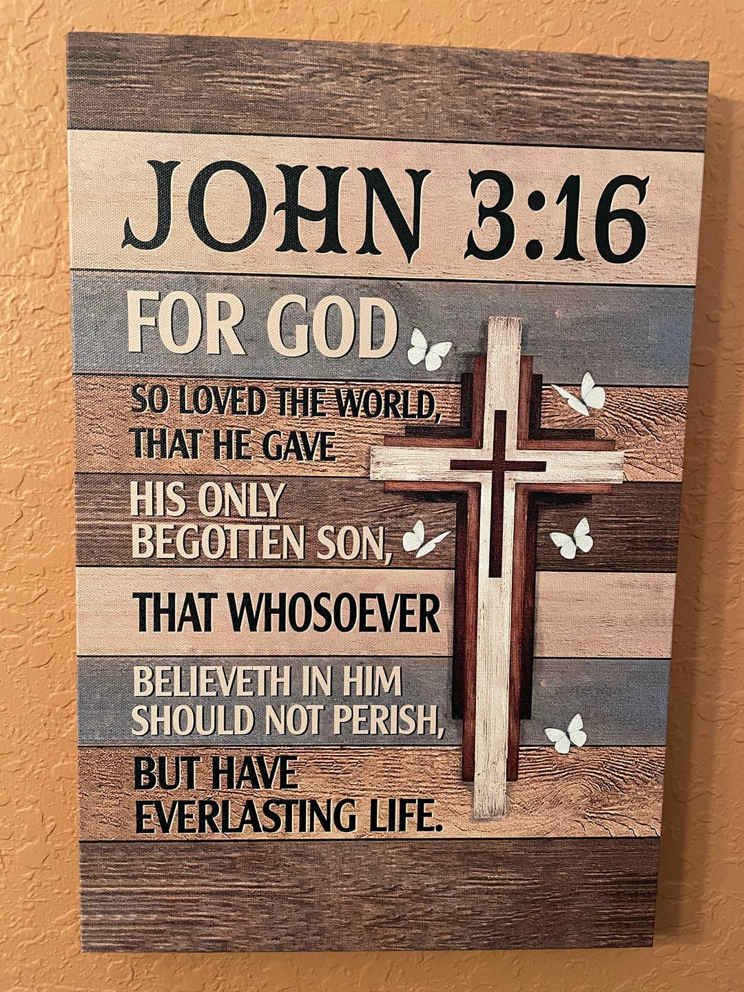 Customer photo review of For God So Loved the World John 3:16 Christian Wall Art Canvas