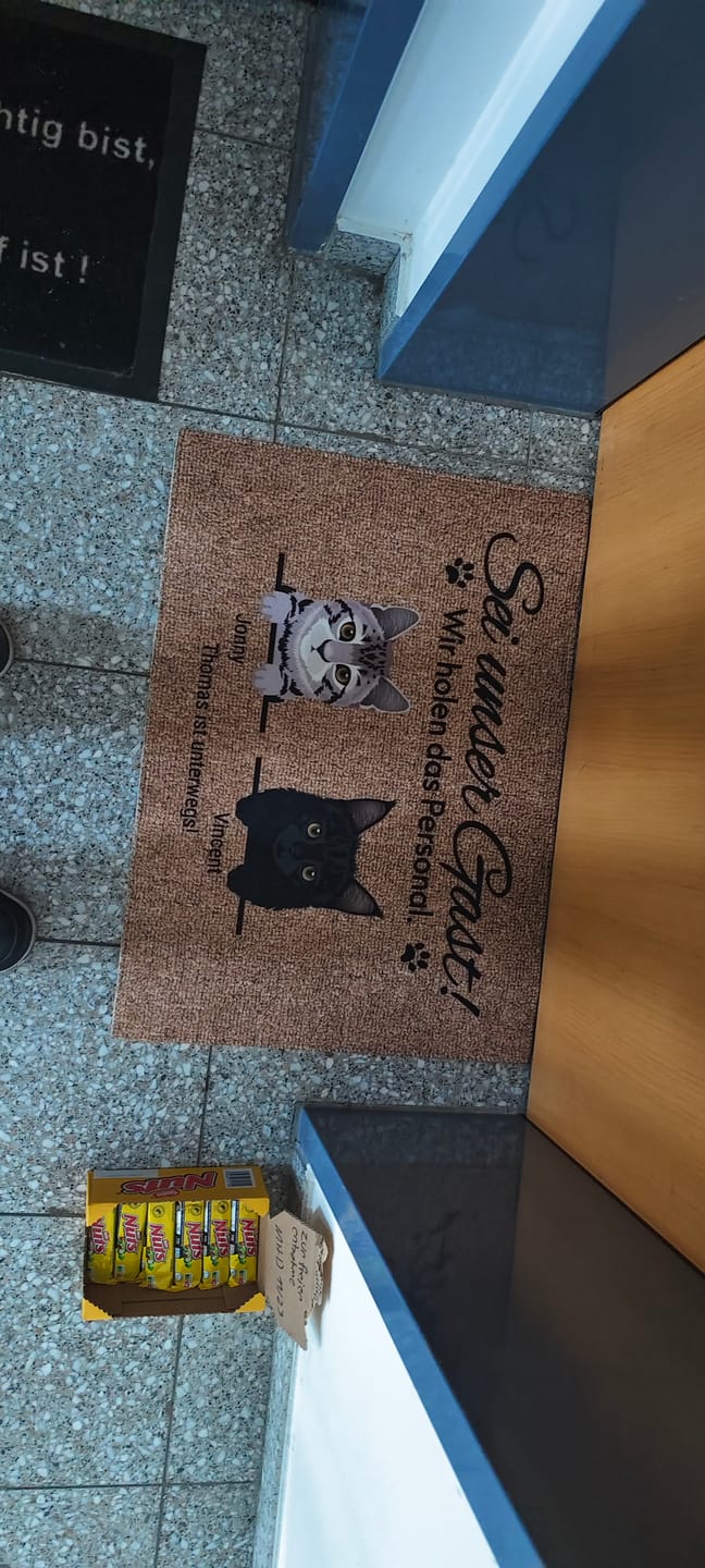 Customer photo review of Katzen holen ihr Personal - Individuelle Fußmatte