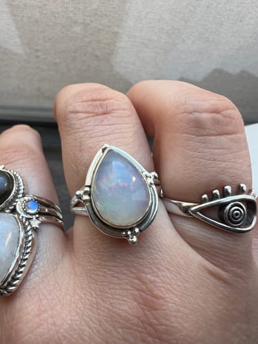 Customer photo review of Opal Teardrop Ring Sterling Silver