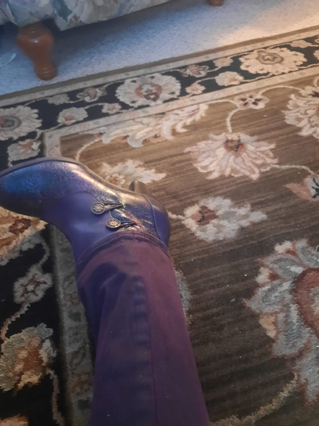 Customer photo review of Retro Handmade Floral Stitching Button Boots