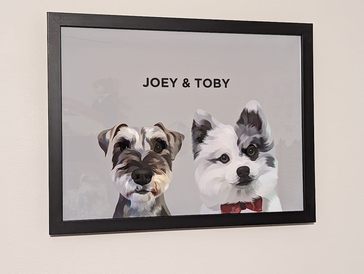 Customer photo review of Custom Pet Portrait - Two Pets (Framed)