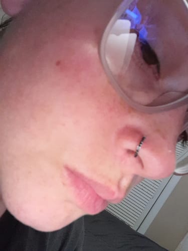 Customer photo review of Titanium Micro Gem Hinged Nose Hoop