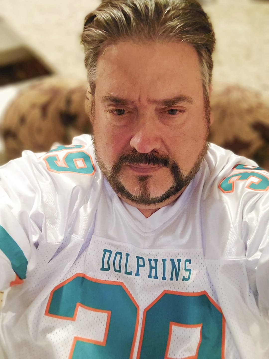 Customer photo review of Custom White Aqua-Orange Classic Style Mesh Authentic Football Jersey