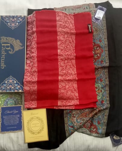 Customer photo review of Pashtush Women'S Silk-Fine Wool Reversible Stole Red