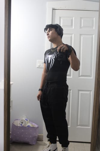 Customer photo review of Insomniac Web Slinging Compression Shirt