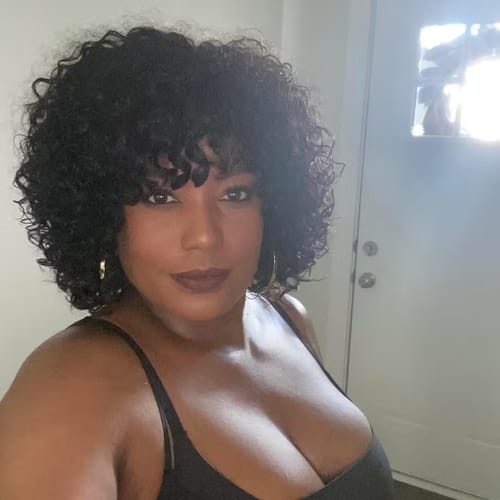 Customer photo review of Luvwin Water Wave Short Bang Wig No Lace Beginner Friendly 100% Human Hair