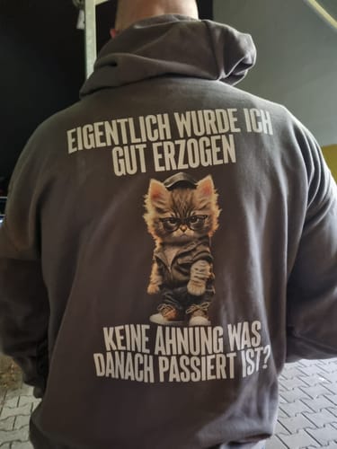 Customer photo review of GUT ERZOGEN TEDDY Rückendruck Unisex Hoodie