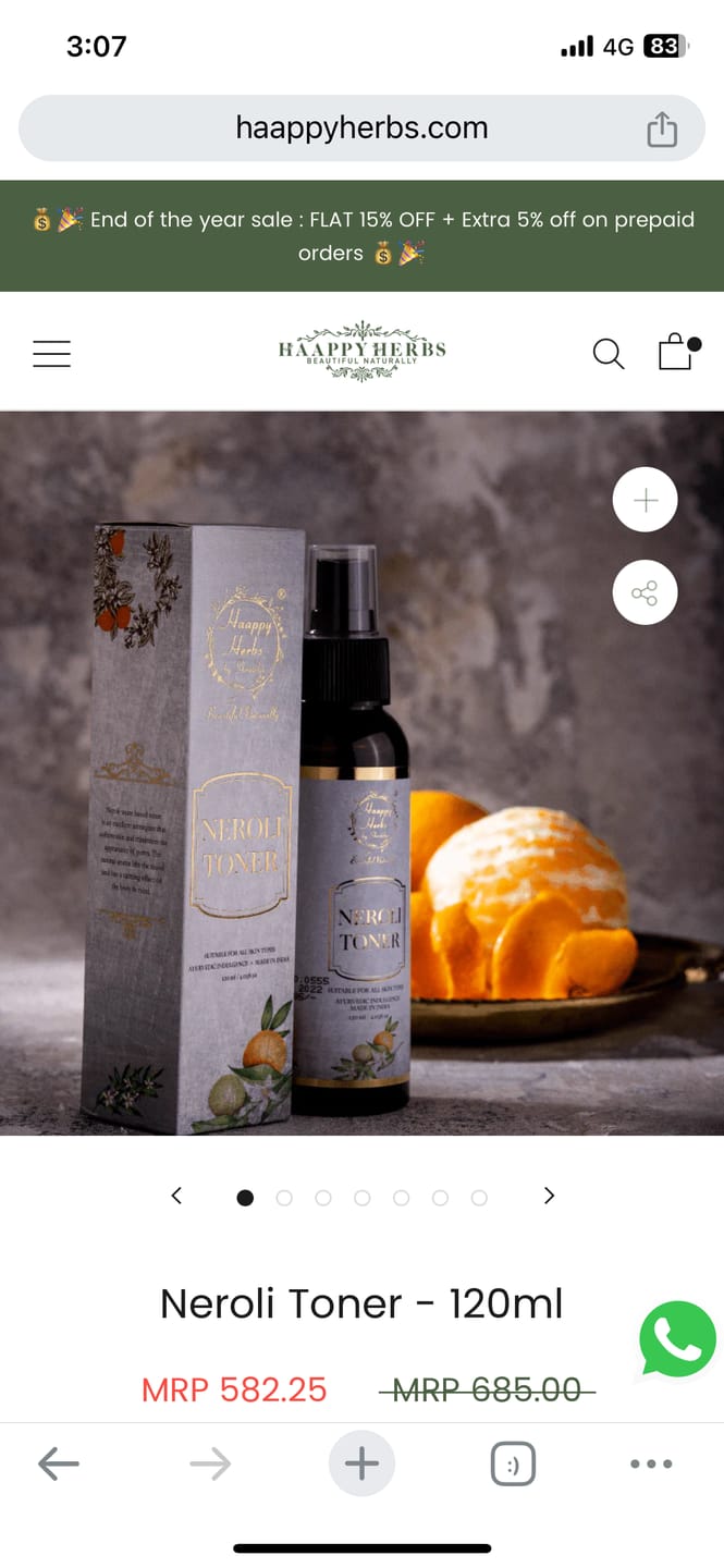 Customer photo review of Neroli Toner - 120ml