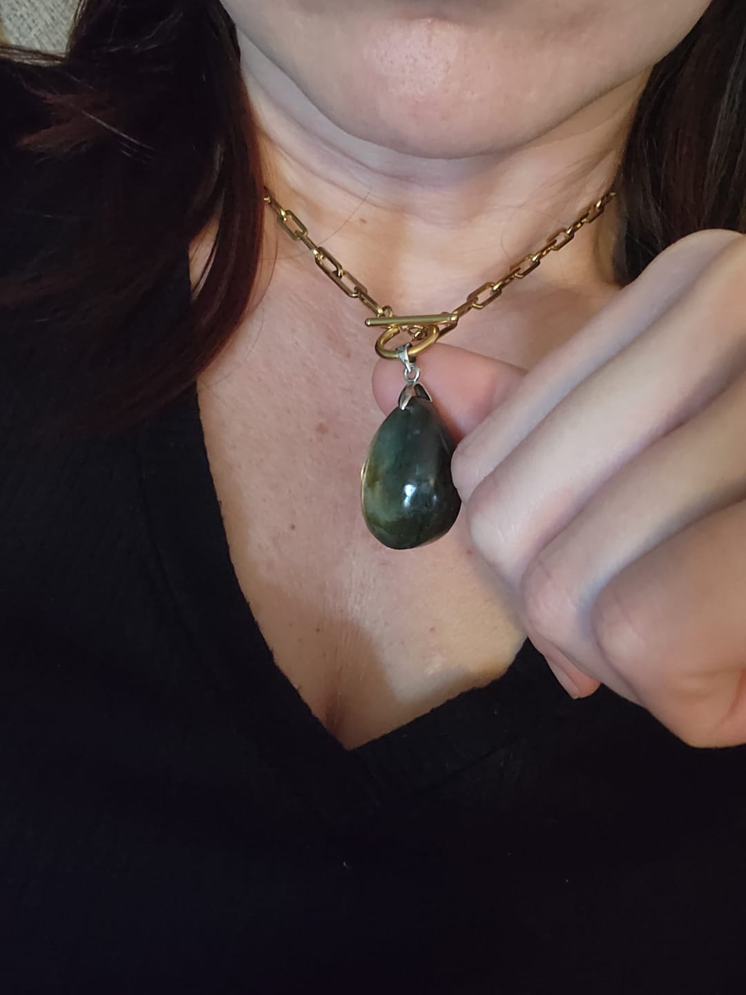 Customer photo review of Truth Seeker Labradorite Drop Necklace