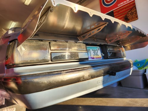 Customer photo review of Motion Raceworks Foxbody Mustang Hatchback 15" Strutless Drag Wing 31-140