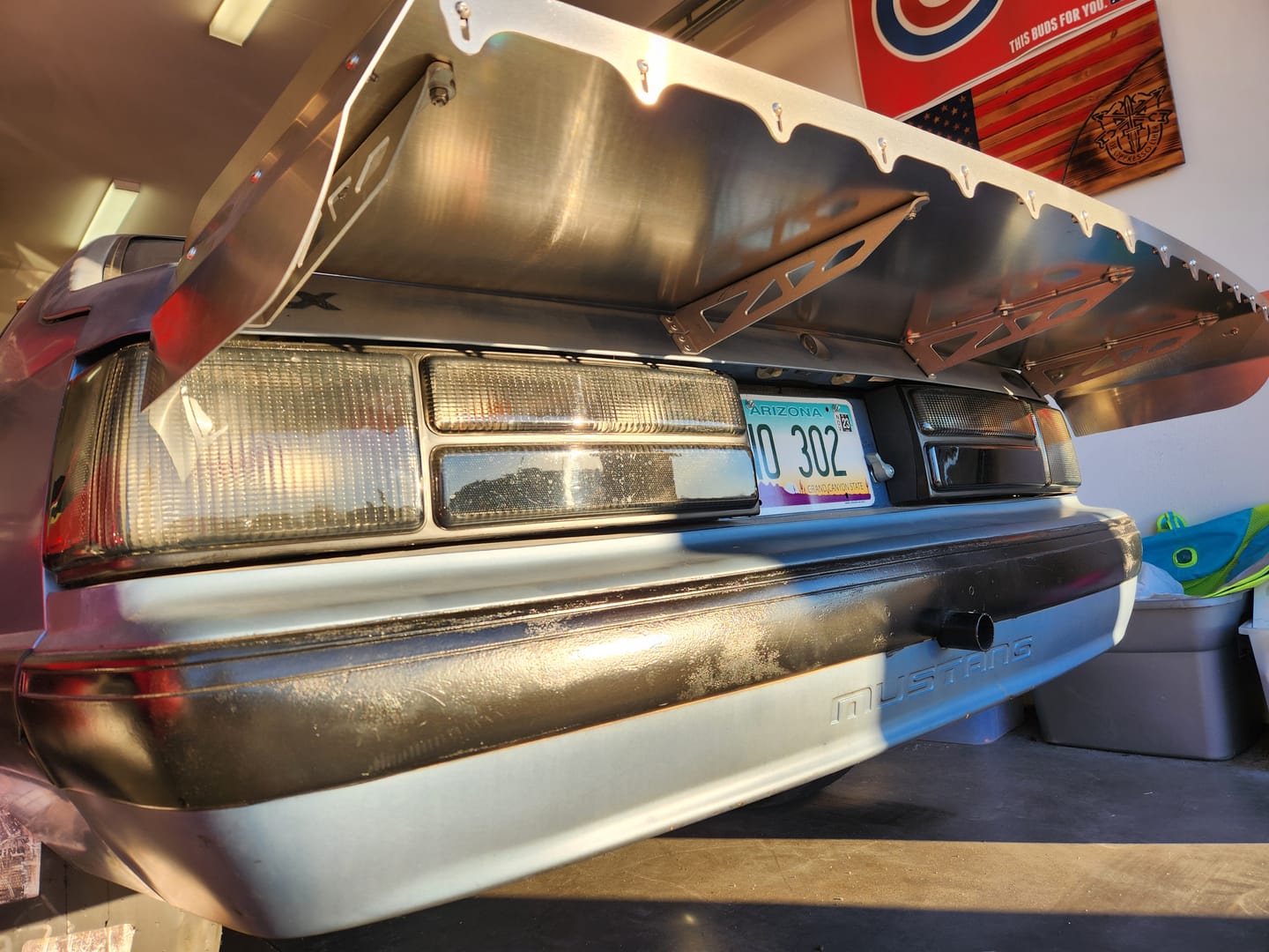 Customer photo review of Motion Raceworks Foxbody Mustang Hatchback 15" Strutless Drag Wing 31-140