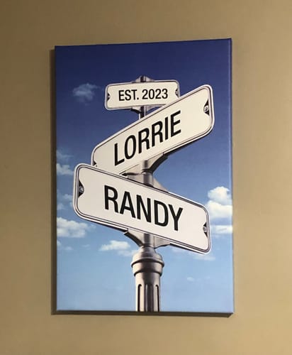 Customer photo review of Intersection of Love | Custom Anniversary Couple Canvas