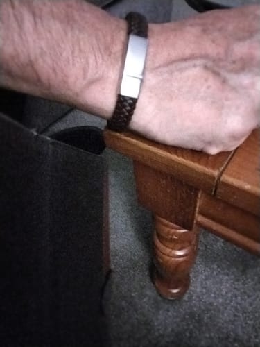 Customer photo review of Men's Personalised Message Bracelet