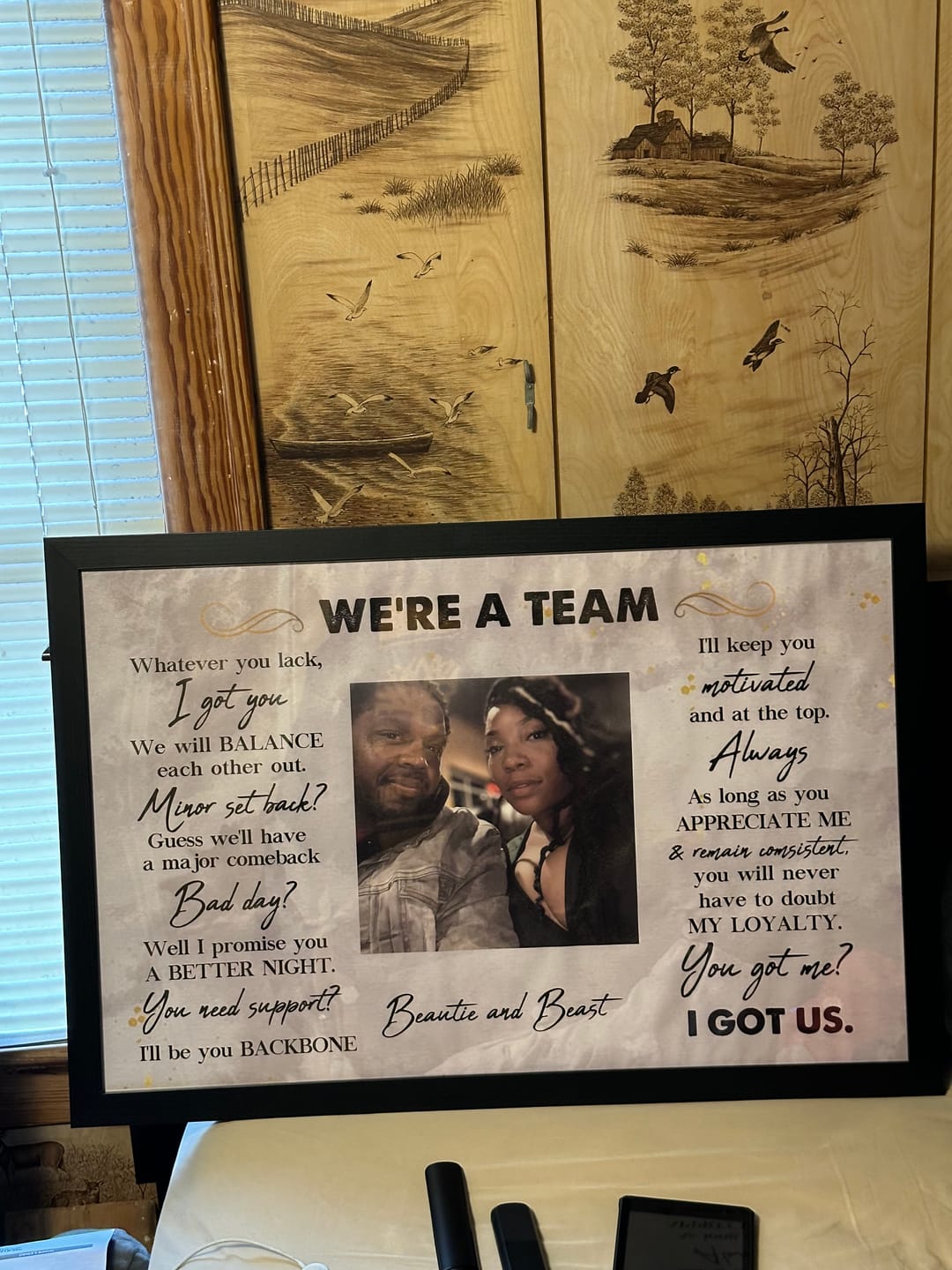 Customer photo review of We're A Team I Got Us Black African Couple - Personalized Wrapped Poster