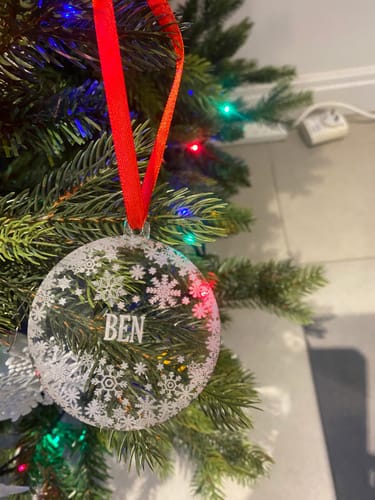 Customer photo review of Personalised  Snowflake Christmas Decoration