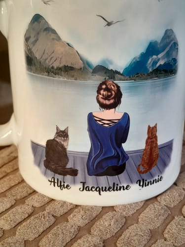 Customer photo review of Woman & Cats Mug - Life is better with a Cat -Personalised Mug