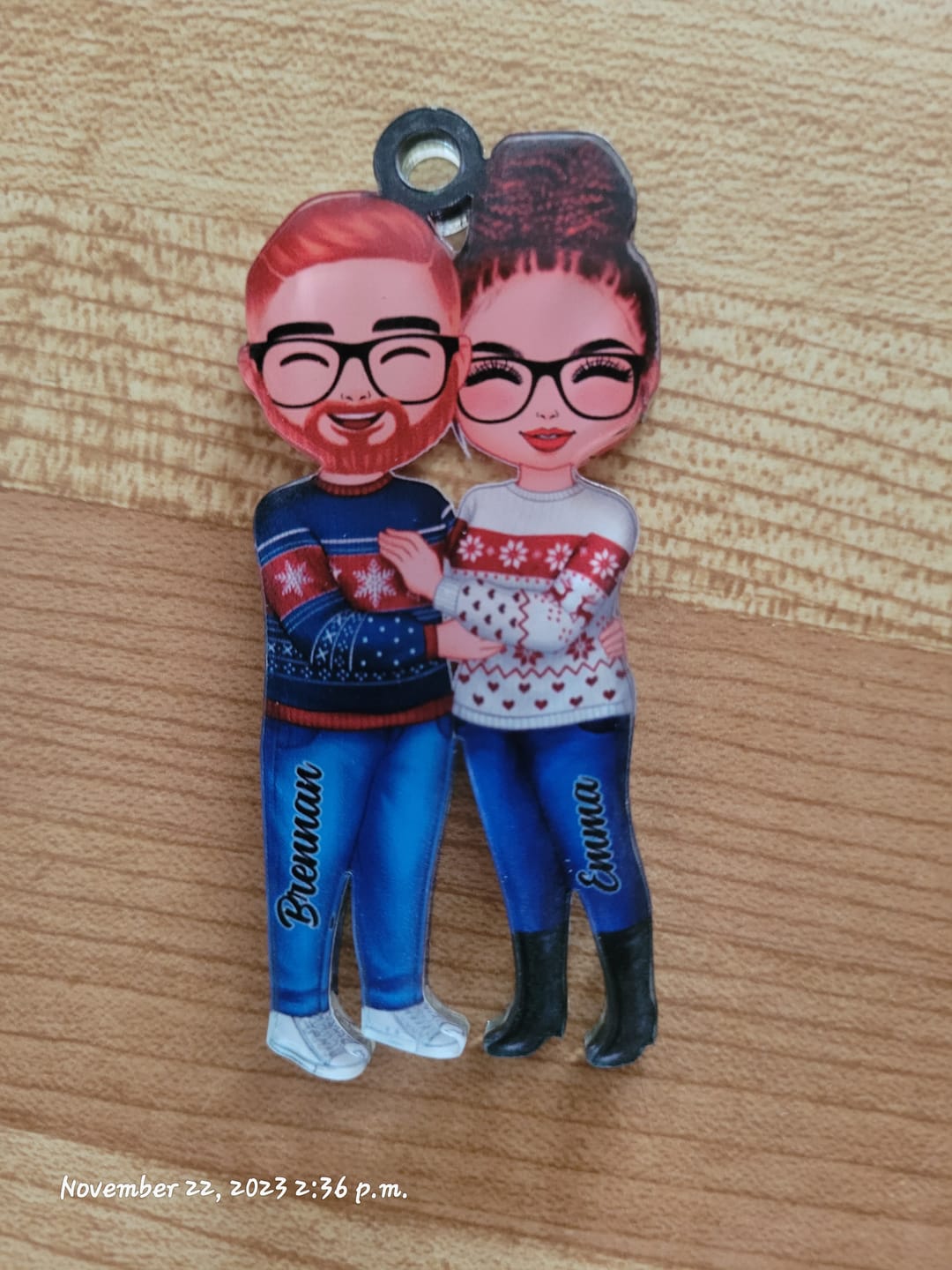 Customer photo review of Christmas Doll Couple Standing Hugging - Personalized Ornament