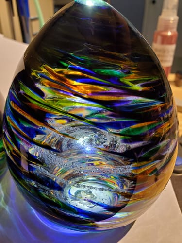 Customer photo review of Ribbed Spiral Optic Egg with Cremains