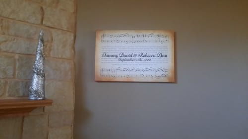 Customer photo review of Song Lyrics On Canvas Custom Wall Art