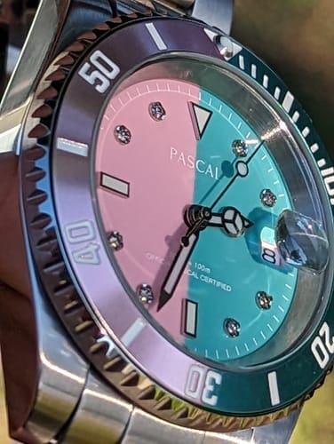 Customer photo review of Pascal Royal Luxe Diamond Watch (Cotton Candy Bezel)