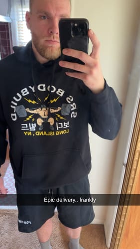 Customer photo review of srs bodybuild HOODIE