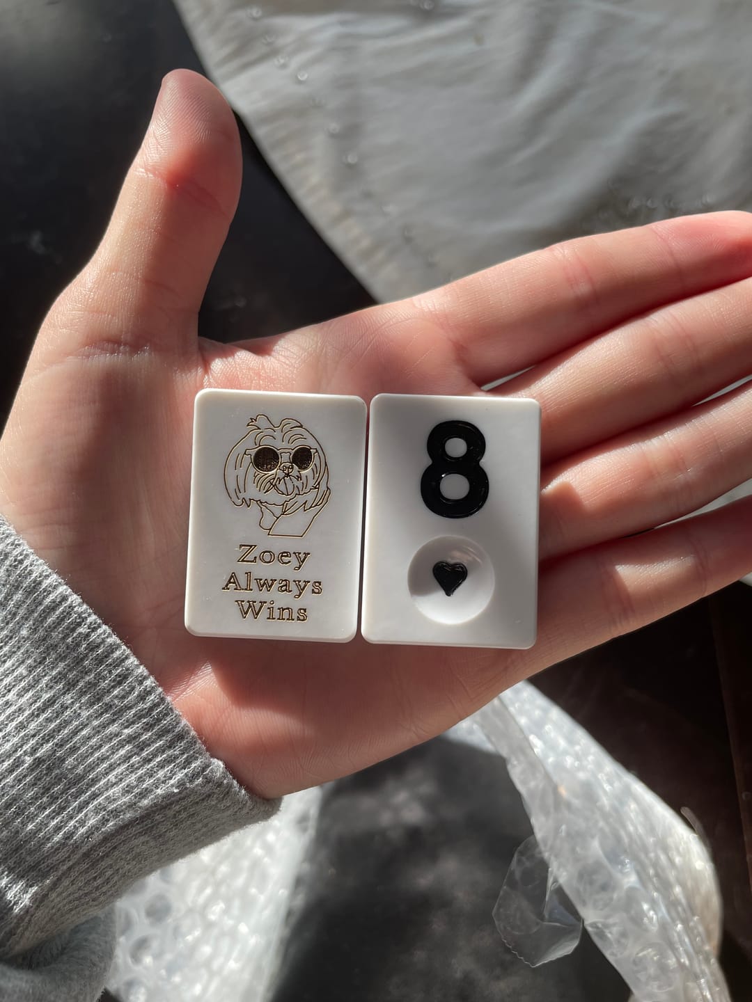 Customer photo review of Personalized Rummy Cube Tiles - Rummikub Game Tiles