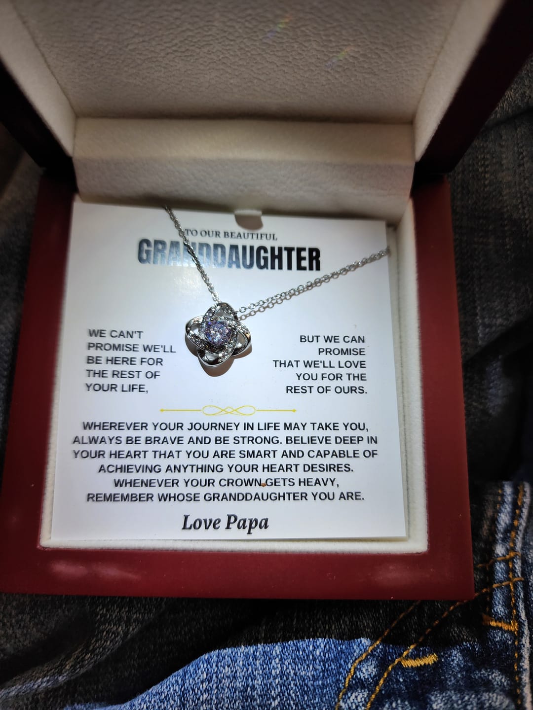 Customer photo review of To My Beautiful Granddaughter - Love Knot Gift Set - SS117LK