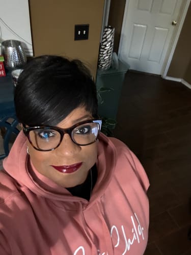 Customer photo review of God`s Child "Big Signature" Fleece Pullover Hoodie (Dusty Rose)