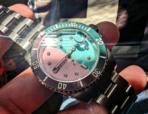 Customer photo review of Pascal Royal Luxe Diamond Watch (Cotton Candy Bezel)