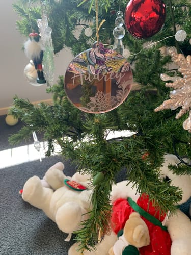 Customer photo review of Lace Mirror Christmas Bauble