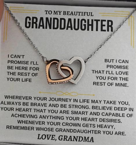 Customer photo review of [ALMOST SOLD OUT] To My Beautiful Granddaughter - Intertwined Hearts Keepsake Necklace Gift Set - SS117GM